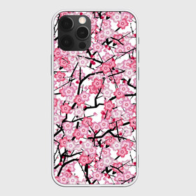 Чехол для iPhone 12 Pro Max с принтом Сакура в Новосибирске, Силикон |  | blossoms | cherry | flower | pink | sakura | spring | white | абстракция | белые | весна | ветки | вишня | графика | иллюстрация | картинка | лепестки | мода | молодежная | орнамент | природа | рисунок | розовые | сакура