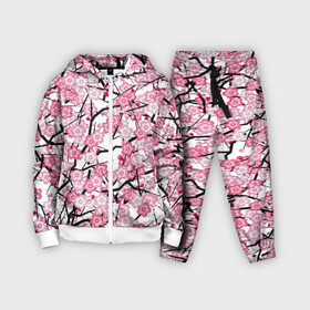 Детский костюм 3D с принтом Сакура в Новосибирске,  |  | blossoms | cherry | flower | pink | sakura | spring | white | абстракция | белые | весна | ветки | вишня | графика | иллюстрация | картинка | лепестки | мода | молодежная | орнамент | природа | рисунок | розовые | сакура