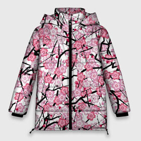 Женская зимняя куртка 3D с принтом Сакура в Новосибирске, верх — 100% полиэстер; подкладка — 100% полиэстер; утеплитель — 100% полиэстер | длина ниже бедра, силуэт Оверсайз. Есть воротник-стойка, отстегивающийся капюшон и ветрозащитная планка. 

Боковые карманы с листочкой на кнопках и внутренний карман на молнии | blossoms | cherry | flower | pink | sakura | spring | white | абстракция | белые | весна | ветки | вишня | графика | иллюстрация | картинка | лепестки | мода | молодежная | орнамент | природа | рисунок | розовые | сакура
