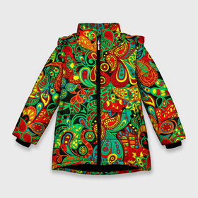 Зимняя куртка для девочек 3D с принтом Цветочный орнамент в Новосибирске, ткань верха — 100% полиэстер; подклад — 100% полиэстер, утеплитель — 100% полиэстер. | длина ниже бедра, удлиненная спинка, воротник стойка и отстегивающийся капюшон. Есть боковые карманы с листочкой на кнопках, утяжки по низу изделия и внутренний карман на молнии. 

Предусмотрены светоотражающий принт на спинке, радужный светоотражающий элемент на пуллере молнии и на резинке для утяжки. | abstraction | branches | ethnic | flora | flowers | nature | ornament | patterns | petals | style | youth | абстракция | ветки | графика | иллюстрация | картинка | лепестки | мода | молодежная | орнамент | природа | рисунок | стиль | узоры | флора