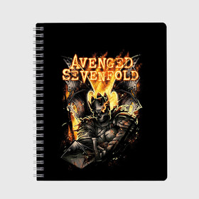 Тетрадь с принтом Avenged Sevenfold в Новосибирске, 100% бумага | 48 листов, плотность листов — 60 г/м2, плотность картонной обложки — 250 г/м2. Листы скреплены сбоку удобной пружинной спиралью. Уголки страниц и обложки скругленные. Цвет линий — светло-серый
 | a7x | avenged sevenfold | heavy metal | metal | группы | метал | музыка | прогрессивный метал | рок | хард рок | хэви метал