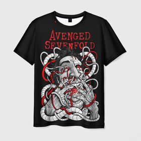 Мужская футболка 3D с принтом Avenged Sevenfold в Новосибирске, 100% полиэфир | прямой крой, круглый вырез горловины, длина до линии бедер | 