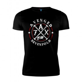 Мужская футболка премиум с принтом Avenged Sevenfold в Новосибирске, 92% хлопок, 8% лайкра | приталенный силуэт, круглый вырез ворота, длина до линии бедра, короткий рукав | a7x | avenged sevenfold | heavy metal | metal | группы | метал | музыка | прогрессивный метал | рок | хард рок | хэви метал