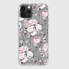 Чехол для iPhone 12 Pro Max с принтом Розовые розы в Новосибирске, Силикон |  | bouquet | f | flora | flowers | leaves | nature | ornament | patterns | petals | pink | roses | style | youth | букет | графика | иллюстрация | картинка | лепестки | листья | мода | молодежная | орнамент | природа | рисунок | розовые | розы | серый