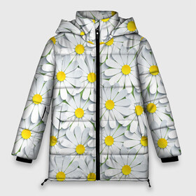 Женская зимняя куртка 3D с принтом Ромашки в Новосибирске, верх — 100% полиэстер; подкладка — 100% полиэстер; утеплитель — 100% полиэстер | длина ниже бедра, силуэт Оверсайз. Есть воротник-стойка, отстегивающийся капюшон и ветрозащитная планка. 

Боковые карманы с листочкой на кнопках и внутренний карман на молнии | 3д | abstrac | camomiles | field | flora | flowers | nature | ornament | patterns | petals | white | абстракция | белые | графика | зелёный | иллюстрация | картинка | лепестки | мода | молодежная | орнамент | полевые | природа | рисунок