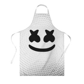 Фартук 3D с принтом MARSHMELLO в Новосибирске, 100% полиэстер | общий размер — 65 х 85 см, ширина нагрудника — 26 см, горловина — 53 см, длина завязок — 54 см, общий обхват в поясе — 173 см. Принт на завязках и на горловине наносится с двух сторон, на основной части фартука — только с внешней стороны | marsh | marshmallow | marshmello | marshmelo | mello | music | smile | диджей | лого | маршмеллов | маршмеллоу | маршмеллу | маршмело | маршмелов | маршмелоу | музыка | музыкант | рожица | трэп | улыбка | хаус