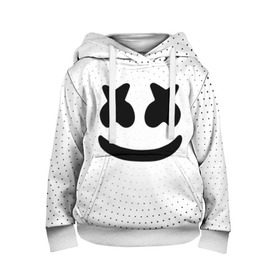 Детская толстовка 3D с принтом MARSHMELLO в Новосибирске, 100% полиэстер | двухслойный капюшон со шнурком для регулировки, мягкие манжеты на рукавах и по низу толстовки, спереди карман-кенгуру с мягким внутренним слоем | marsh | marshmallow | marshmello | marshmelo | mello | music | smile | диджей | лого | маршмеллов | маршмеллоу | маршмеллу | маршмело | маршмелов | маршмелоу | музыка | музыкант | рожица | трэп | улыбка | хаус