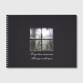 Альбом для рисования с принтом Forgotten Memories в Новосибирске, 100% бумага
 | матовая бумага, плотность 200 мг. | Тематика изображения на принте: деревья | лес | мрачный | надпись | окно | старый | стекло
