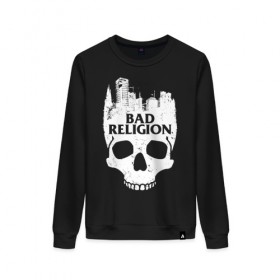Женский свитшот хлопок с принтом Bad Religion в Новосибирске, 100% хлопок | прямой крой, круглый вырез, на манжетах и по низу широкая трикотажная резинка  | bad religion | hardcore | punk | группы | музыка | панк | панк рок | рок