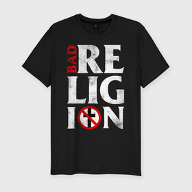 Мужская футболка премиум с принтом Bad Religion в Новосибирске, 92% хлопок, 8% лайкра | приталенный силуэт, круглый вырез ворота, длина до линии бедра, короткий рукав | Тематика изображения на принте: bad religion | hardcore | punk | группы | музыка | панк | панк рок | рок