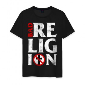 Мужская футболка хлопок с принтом Bad Religion в Новосибирске, 100% хлопок | прямой крой, круглый вырез горловины, длина до линии бедер, слегка спущенное плечо. | bad religion | hardcore | punk | группы | музыка | панк | панк рок | рок