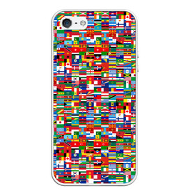 Чехол для iPhone 5/5S матовый с принтом ФЛАГИ в Новосибирске, Силикон | Область печати: задняя сторона чехла, без боковых панелей | Тематика изображения на принте: pattern | материки | мир | паттерн | страны | текстура | флаги | флаги мира | флажки