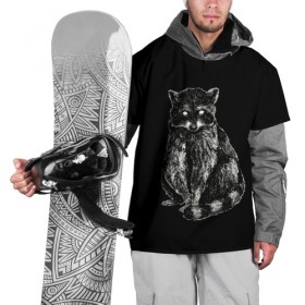 Накидка на куртку 3D с принтом Енот в Новосибирске, 100% полиэстер |  | Тематика изображения на принте: гладкая шерсть | енот | енот полоскун | енотик полосатый | животное | лесной | милый | минимализм | полосатый хвост | черно белый