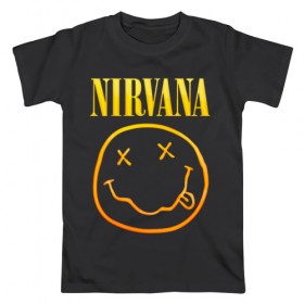 Мужская футболка хлопок с принтом NIRVANA в Новосибирске, 100% хлопок | прямой крой, круглый вырез горловины, длина до линии бедер, слегка спущенное плечо. | nirvana | альтернативный рок | гранж | группа | курт кобейн | логотип нирвана | музыка | нирвана | песни | рок