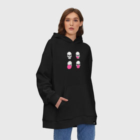 Худи SuperOversize хлопок с принтом Skull With Bubble Gum в Новосибирске, 70% хлопок, 30% полиэстер, мягкий начес внутри | карман-кенгуру, эластичная резинка на манжетах и по нижней кромке, двухслойный капюшон
 | 