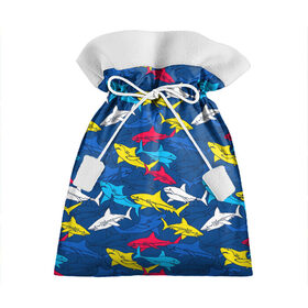 Подарочный 3D мешок с принтом Акулы в Новосибирске, 100% полиэстер | Размер: 29*39 см | blue | drawin | fashion | fish | illustration | ocean | predator | red | sea | sharks | style | water | yellow | youth | акулы | вода | графика | жёлтый | иллюстрация | картинка | красный | мода | молодежная | море | океан | рисунок | рыба | син