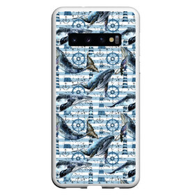 Чехол для Samsung Galaxy S10 с принтом Киты в Новосибирске, Силикон | Область печати: задняя сторона чехла, без боковых панелей | animals | lighthouse | ocean | s | sea | steering wheel | vest | water | whales | вода | графика | животные | иллюстрация | картинка | киты | маяк | мода | молодежная | море | океан | полосы | рисунок | синий | стиль | тельняшка | фон