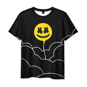 Мужская футболка 3D с принтом MARSHMELLO - HAPPIER в Новосибирске, 100% полиэфир | прямой крой, круглый вырез горловины, длина до линии бедер | happier | marsh | marshmallow | marshmello | marshmelo | mello | music | smile | диджей | лого | маршмеллов | маршмеллоу | маршмеллу | маршмело | маршмелов | маршмелоу | музыка | музыкант | трэп | улыбка | хаус