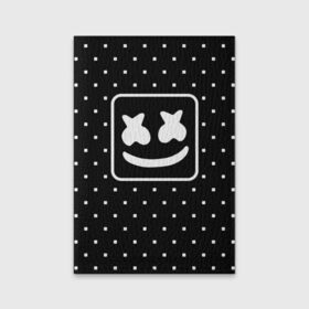 Обложка для паспорта матовая кожа с принтом MARSHMELLO в Новосибирске, натуральная матовая кожа | размер 19,3 х 13,7 см; прозрачные пластиковые крепления | marsh | marshmallow | marshmello | marshmelo | mello | music | smile | диджей | лого | маршмеллов | маршмеллоу | маршмеллу | маршмело | маршмелов | маршмелоу | музыка | музыкант | рожица | трэп | улыбка | хаус