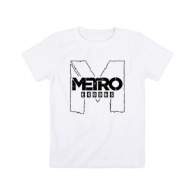 Детская футболка хлопок с принтом METRO EXODUS в Новосибирске, 100% хлопок | круглый вырез горловины, полуприлегающий силуэт, длина до линии бедер | 