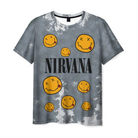Мужская футболка 3D с принтом NIRVANA в Новосибирске, 100% полиэфир | прямой крой, круглый вырез горловины, длина до линии бедер | nirvana | альтернативный рок | гранж | группа | курт кобейн | логотип нирвана | музыка | нирвана | песни | рок