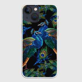 Чехол для iPhone 13 mini с принтом Павлины в Новосибирске,  |  | birds | exotic | jungle | pal | peacocks | tropical | акварель | ветки | вышивка | геометрический | графика | джунгли | иллюстрация | картинка | мода | молодежная | орнамент | павлины | пальмы | перья | птицы | рисунок