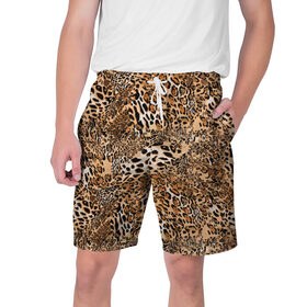 Мужские шорты 3D с принтом Леопард в Новосибирске,  полиэстер 100% | прямой крой, два кармана без застежек по бокам. Мягкая трикотажная резинка на поясе, внутри которой широкие завязки. Длина чуть выше колен | Тематика изображения на принте: camouflage | cat | disguise | fashion | illustration | jungle | leopard | predator | skin | spots | style | wild | youth | графика | джунгли | дикий | иллюстрация | камуфляж | картинка | кошка | леопард | маскировка | мода | молодежная | пятна | рисунок |