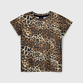 Детская футболка 3D с принтом Леопард в Новосибирске, 100% гипоаллергенный полиэфир | прямой крой, круглый вырез горловины, длина до линии бедер, чуть спущенное плечо, ткань немного тянется | camouflage | cat | disguise | fashion | illustration | jungle | leopard | predator | skin | spots | style | wild | youth | графика | джунгли | дикий | иллюстрация | камуфляж | картинка | кошка | леопард | маскировка | мода | молодежная | пятна | рисунок |