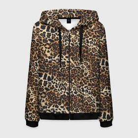 Мужская толстовка 3D на молнии с принтом Леопард в Новосибирске, 100% полиэстер | длина до линии бедра, манжеты и пояс оформлены мягкой тканевой резинкой, двухслойный капюшон со шнурком для регулировки, спереди молния, по бокам два кармана | camouflage | cat | disguise | fashion | illustration | jungle | leopard | predator | skin | spots | style | wild | youth | графика | джунгли | дикий | иллюстрация | камуфляж | картинка | кошка | леопард | маскировка | мода | молодежная | пятна | рисунок |