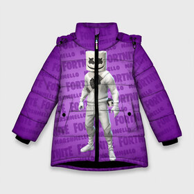 Зимняя куртка для девочек 3D с принтом FORTNITE - MARSHMELLO в Новосибирске, ткань верха — 100% полиэстер; подклад — 100% полиэстер, утеплитель — 100% полиэстер. | длина ниже бедра, удлиненная спинка, воротник стойка и отстегивающийся капюшон. Есть боковые карманы с листочкой на кнопках, утяжки по низу изделия и внутренний карман на молнии. 

Предусмотрены светоотражающий принт на спинке, радужный светоотражающий элемент на пуллере молнии и на резинке для утяжки. | battle | fort | fortnite | marsh | marshmallow | marshmello | marshmelo | mello | nite | royale | игра | маршмеллов | маршмеллоу | маршмеллу | маршмело | маршмелов | маршмелоу | фортнайт