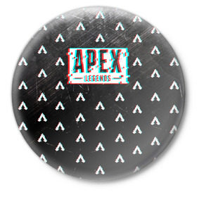 Значок с принтом APEX LEGENDS/GLITCH в Новосибирске,  металл | круглая форма, металлическая застежка в виде булавки | apex legends | apex legends battle. | apex legends engine | apex legends origin | apex legends игра | titanfall apex legends