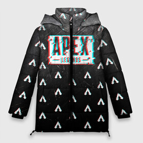 Женская зимняя куртка 3D с принтом APEX LEGENDS GLITCH в Новосибирске, верх — 100% полиэстер; подкладка — 100% полиэстер; утеплитель — 100% полиэстер | длина ниже бедра, силуэт Оверсайз. Есть воротник-стойка, отстегивающийся капюшон и ветрозащитная планка. 

Боковые карманы с листочкой на кнопках и внутренний карман на молнии | apex legends | apex legends battle. | apex legends engine | apex legends origin | apex legends игра | titanfall apex legends