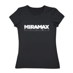 Женская футболка хлопок с принтом MIRAMAX FILM_ в Новосибирске, 100% хлопок | прямой крой, круглый вырез горловины, длина до линии бедер, слегка спущенное плечо | Тематика изображения на принте: miramax film | киностудия | мирамакс