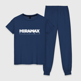 Женская пижама хлопок с принтом MIRAMAX FILM_ в Новосибирске, 100% хлопок | брюки и футболка прямого кроя, без карманов, на брюках мягкая резинка на поясе и по низу штанин | miramax film | киностудия | мирамакс