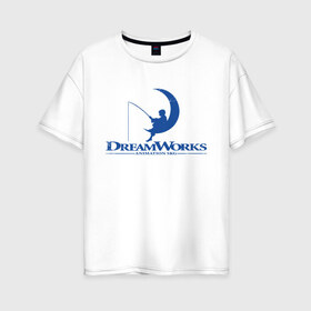 Женская футболка хлопок Oversize с принтом Dream Works в Новосибирске, 100% хлопок | свободный крой, круглый ворот, спущенный рукав, длина до линии бедер
 | dream works | дрим воркс | шрек