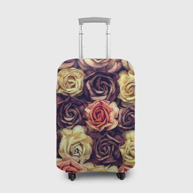 Чехол для чемодана 3D с принтом Шоколадные розы в Новосибирске, 86% полиэфир, 14% спандекс | двустороннее нанесение принта, прорези для ручек и колес | Тематика изображения на принте: бабушке | девочке | девушке | дочке | желтые цветы | женщине | маме | подруге | природа | розовые цветы | розы | сестре | теще | тюльпаны | цветы