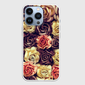 Чехол для iPhone 13 Pro с принтом Шоколадные розы в Новосибирске,  |  | бабушке | девочке | девушке | дочке | желтые цветы | женщине | маме | подруге | природа | розовые цветы | розы | сестре | теще | тюльпаны | цветы