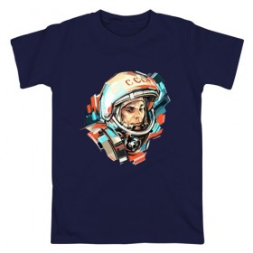 Мужская футболка хлопок с принтом Гагарин в Новосибирске, 100% хлопок | прямой крой, круглый вырез горловины, длина до линии бедер, слегка спущенное плечо. | 12 апреля | астронавт | вселенная | день космонавтики | звезды | космонавт | космос | луна | планета | поехали | полет | ссср | юрий