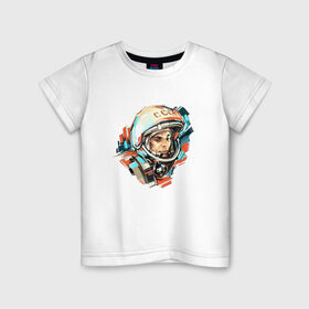 Детская футболка хлопок с принтом Гагарин в Новосибирске, 100% хлопок | круглый вырез горловины, полуприлегающий силуэт, длина до линии бедер | 12 апреля | астронавт | вселенная | день космонавтики | звезды | космонавт | космос | луна | планета | поехали | полет | ссср | юрий
