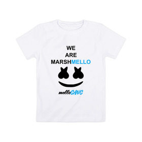 Детская футболка хлопок с принтом Marshmello (MELLOGANG) в Новосибирске, 100% хлопок | круглый вырез горловины, полуприлегающий силуэт, длина до линии бедер | christopher comstock | dj | marshmello | mellogang | music | диджей | клубная музыка | клубняк | крис комсток | логотип | маршмеллоу | музыка