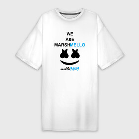 Платье-футболка хлопок с принтом Marshmello (MELLOGANG) в Новосибирске,  |  | christopher comstock | dj | marshmello | mellogang | music | диджей | клубная музыка | клубняк | крис комсток | логотип | маршмеллоу | музыка