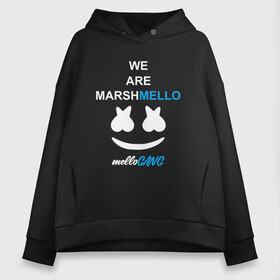 Женское худи Oversize хлопок с принтом Marshmello (MELLOGANG) в Новосибирске, френч-терри — 70% хлопок, 30% полиэстер. Мягкий теплый начес внутри —100% хлопок | боковые карманы, эластичные манжеты и нижняя кромка, капюшон на магнитной кнопке | Тематика изображения на принте: christopher comstock | dj | marshmello | music | диджей | клубная музыка | клубняк | крис комсток | логотип | маршмеллоу | музыка