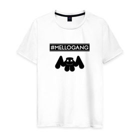 Мужская футболка хлопок с принтом MELLOGANG (MARSHMELLO) в Новосибирске, 100% хлопок | прямой крой, круглый вырез горловины, длина до линии бедер, слегка спущенное плечо. | Тематика изображения на принте: 