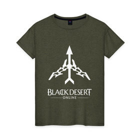 Женская футболка хлопок с принтом BLACK DESERT в Новосибирске, 100% хлопок | прямой крой, круглый вырез горловины, длина до линии бедер, слегка спущенное плечо | 
