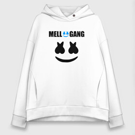 Женское худи Oversize хлопок с принтом Marshmello (Mellogang) в Новосибирске, френч-терри — 70% хлопок, 30% полиэстер. Мягкий теплый начес внутри —100% хлопок | боковые карманы, эластичные манжеты и нижняя кромка, капюшон на магнитной кнопке | Тематика изображения на принте: christopher comstock | dj | logo | marshmello | music | диджей | клубная музыка | клубняк | крис комсток | логотип | маршмеллоу | музыка