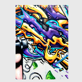Скетчбук с принтом NEON GRAFFITI в Новосибирске, 100% бумага
 | 48 листов, плотность листов — 100 г/м2, плотность картонной обложки — 250 г/м2. Листы скреплены сверху удобной пружинной спиралью | grafity | paint | street art | urban | город | граффити | искусство | кирпичи | краски | рисунки | стена | улицы | уличное искусство