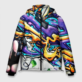 Мужская зимняя куртка 3D с принтом NEON GRAFFITI в Новосибирске, верх — 100% полиэстер; подкладка — 100% полиэстер; утеплитель — 100% полиэстер | длина ниже бедра, свободный силуэт Оверсайз. Есть воротник-стойка, отстегивающийся капюшон и ветрозащитная планка. 

Боковые карманы с листочкой на кнопках и внутренний карман на молнии. | grafity | paint | street art | urban | город | граффити | искусство | кирпичи | краски | рисунки | стена | улицы | уличное искусство