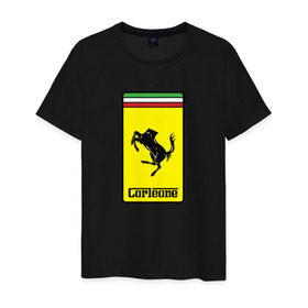Мужская футболка хлопок с принтом Corleone Ferrari в Новосибирске, 100% хлопок | прямой крой, круглый вырез горловины, длина до линии бедер, слегка спущенное плечо. | 
