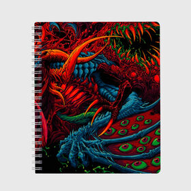 Тетрадь с принтом CS GOHYPER BEAST в Новосибирске, 100% бумага | 48 листов, плотность листов — 60 г/м2, плотность картонной обложки — 250 г/м2. Листы скреплены сбоку удобной пружинной спиралью. Уголки страниц и обложки скругленные. Цвет линий — светло-серый
 | awp | counter strike | cyber sport | game | hyper beast | skin | sport | авп | игры | скин | скоростной зверь