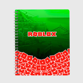 Тетрадь с принтом ROBLOX в Новосибирске, 100% бумага | 48 листов, плотность листов — 60 г/м2, плотность картонной обложки — 250 г/м2. Листы скреплены сбоку удобной пружинной спиралью. Уголки страниц и обложки скругленные. Цвет линий — светло-серый
 | Тематика изображения на принте: roblox | roblox com | roblox gaming | roblox simulator | роблокс | роблокс roblox.